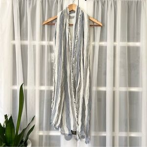 Italian Modal Stripe Fringe Scarf